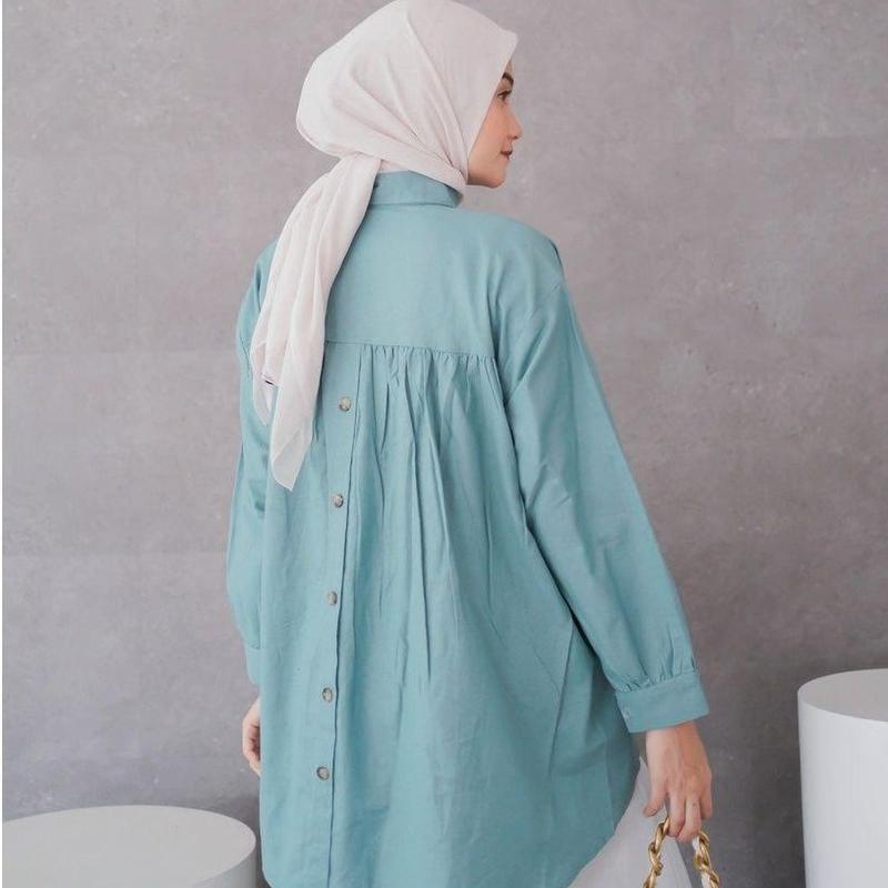 Kemeja Wanita Hana Linen Variasi Kancing Belakang Oversize - Atasan Baju Wanita - Ootdstudios