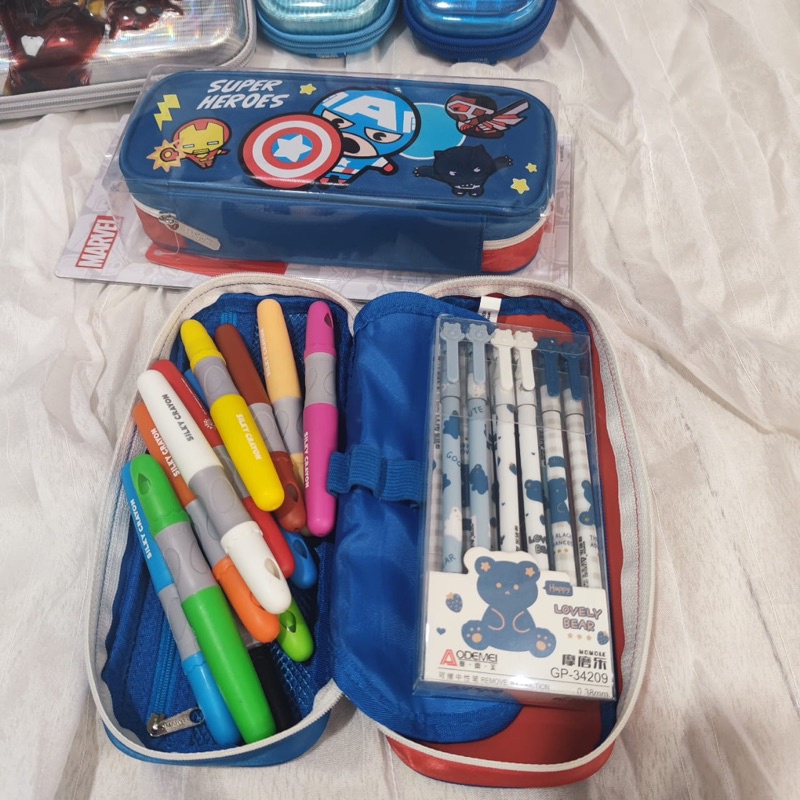 

marvel softcase pencil box kotak pensil anak laki tema superhero bahan kain