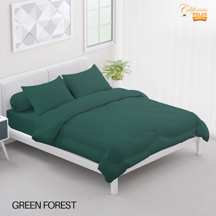 CALIFORNIA Bed Cover King Fitted Polos Emboss 180x200 Green Forest