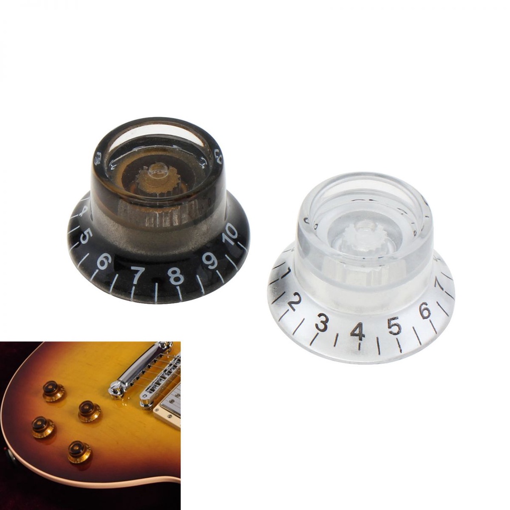 2warna Pilihan Top Hat Speed Volume Tone Control Knob Cocok Untuk LP Style Gitar Elektrik Tombol Volume Pengganti Gitar Hitam/Perak