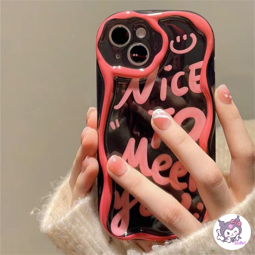 IPHONE Kompatibel Untuk Iphone14 13 12 11 Pro Max SE 2020 X XR Xs Max7 8 6 6s Plus Fashion Huruf Tidak Teratur Tepi Gelombang Casing Ponsel Silikon Lembut Perlindungan Anti Jatuh Back Cover