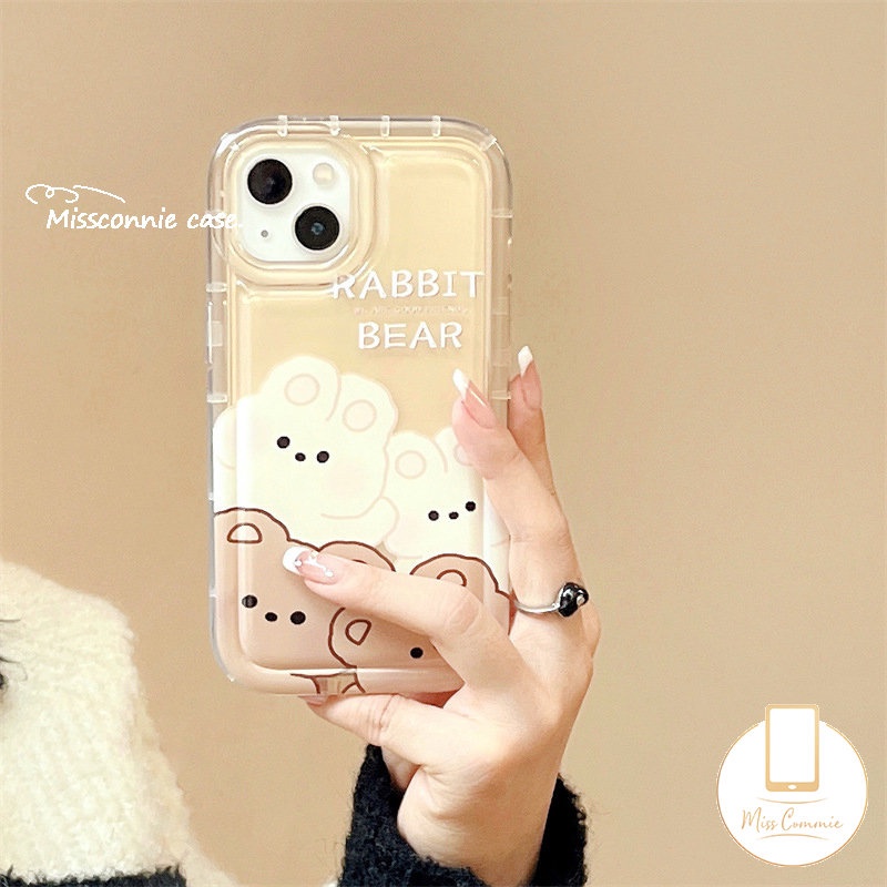 IPHONE Case Kompatibel Untuk Iphone11 14 13 12 Pro MAX 8Plus XR 7Plus 6 6S Plus X XS MAX Kartun Kelinci Lucu Beruang Teman Baik Lembut TPU Airbag Shockproof Silicon Clear Phone Cover