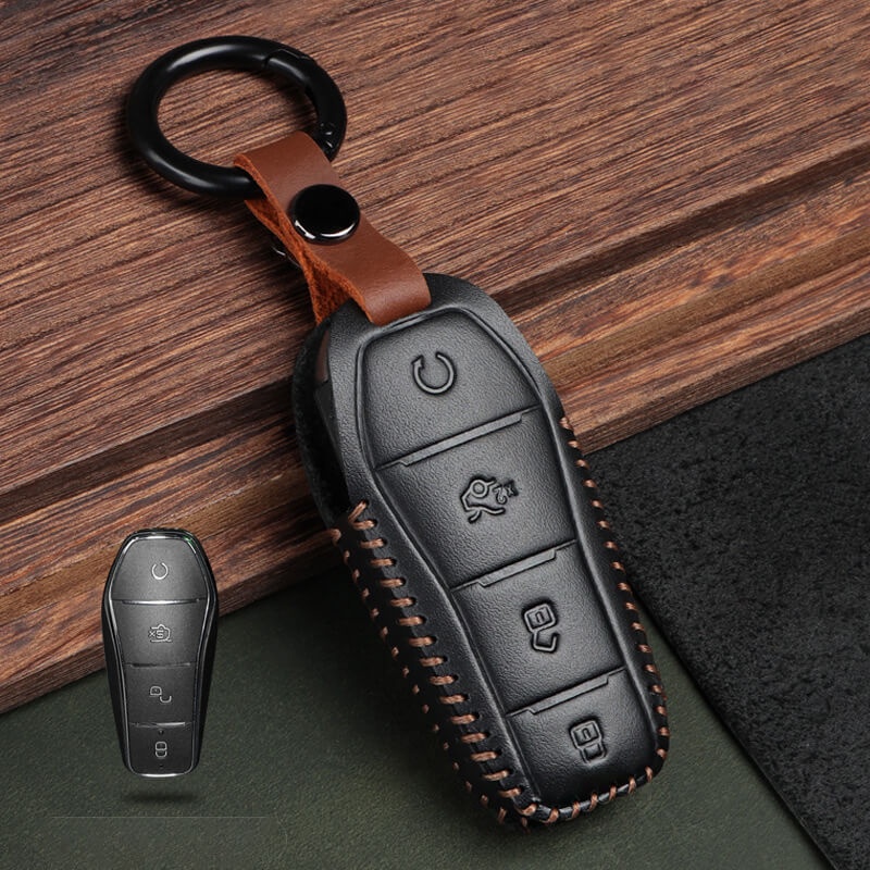 [Tersedia] Cover Case Kunci Mobil Bahan Kulit Sapi Untuk Aksesori Kunci Mobil Masuk Pintar BYD Atto 3mulai