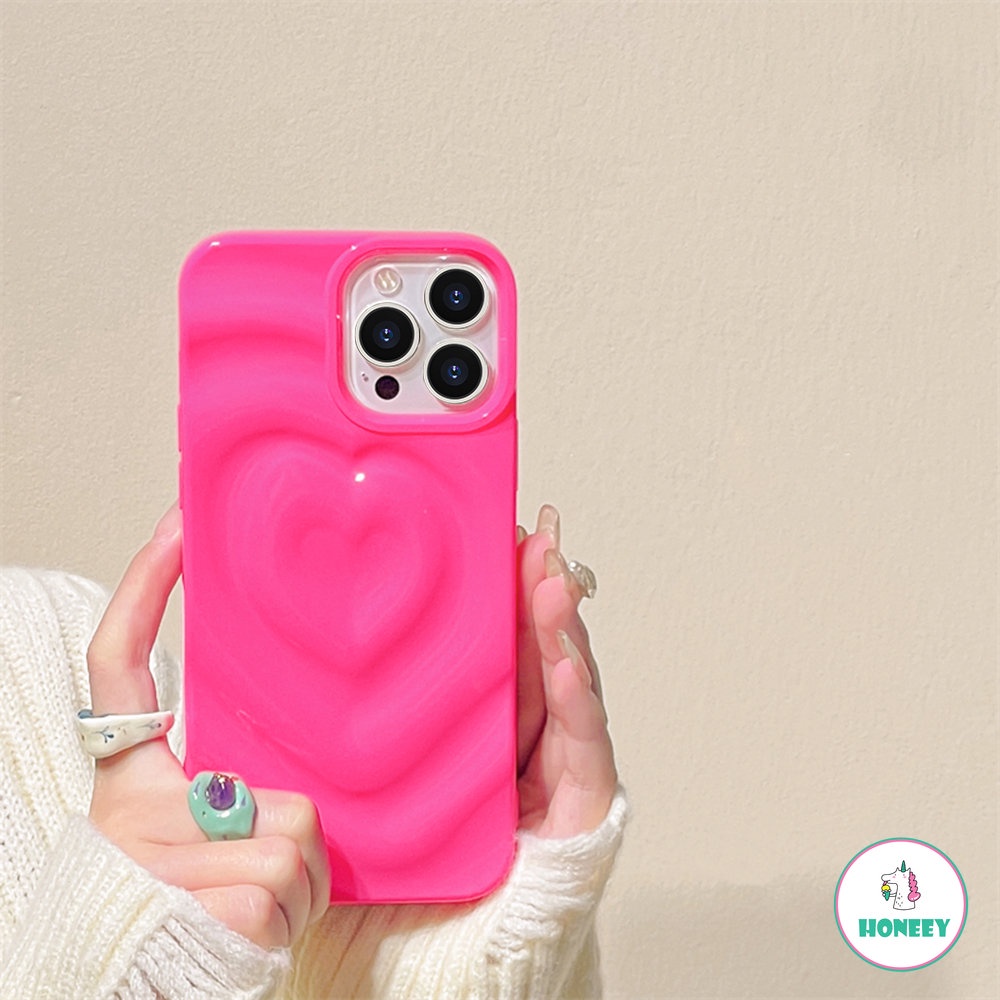 IPHONE Casing Ponsel Motif Love Hati 3D Untuk Iphone14 13 12 Pro Max11Warna Permen Lucu Lembut Shockproof Penutup Belakang