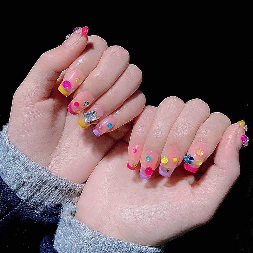 Agustina Kuku Berlian Imitasi Jepang Nail Art Cinta Hati Manikur Aksesoris Ukuran Campur 3D Nail Art Drills