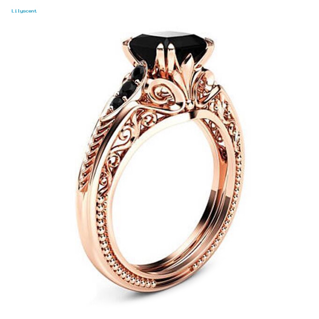 Cincin Lilyscent Alloy Untuk Outdoor Desain Unik Trendy Ring Square Cubic Zirconia