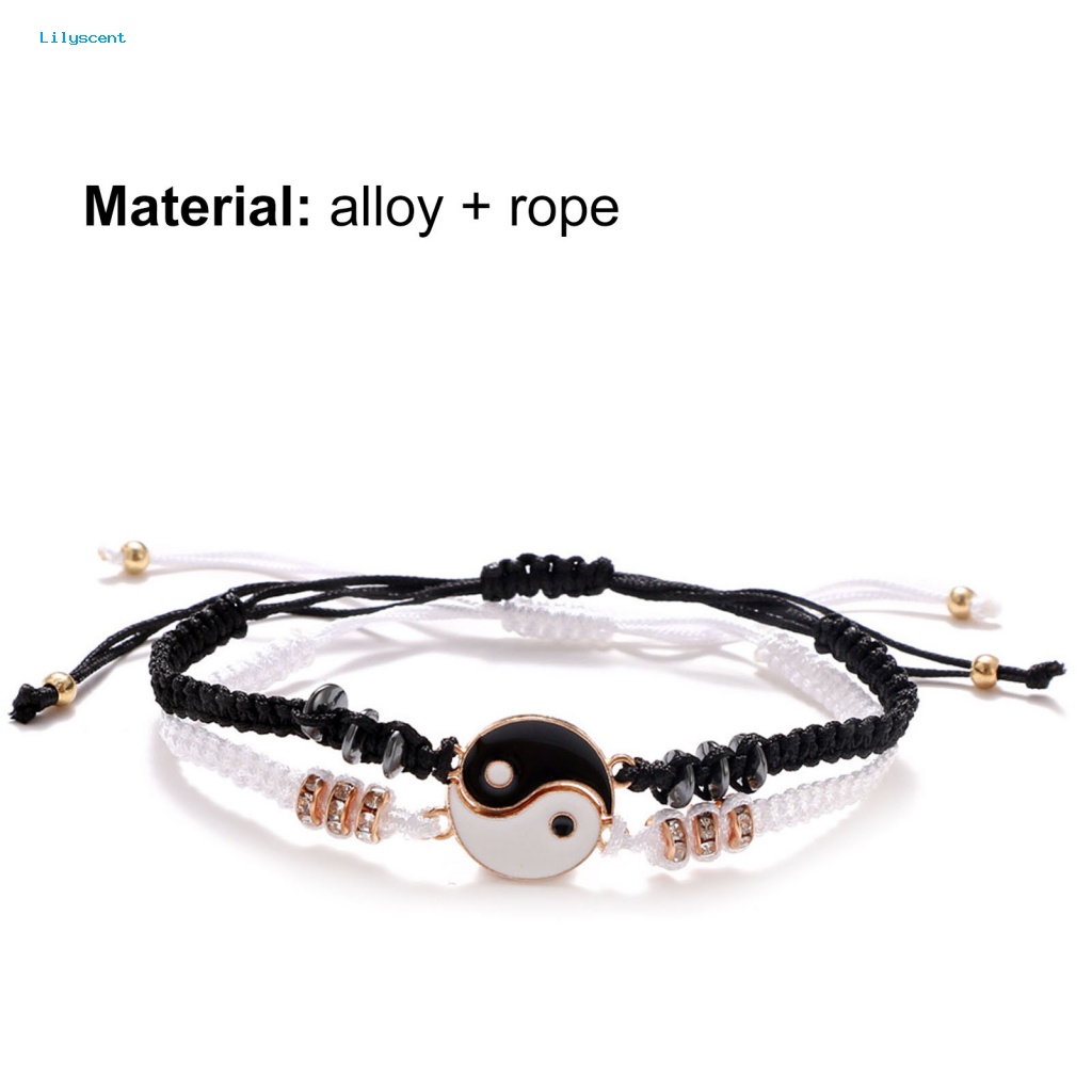 Lilyscent Aksesoris Perhiasan Gelang Tangan Untuk Hari Valentine Tai Chi Liontin Pasangan Gelang Anyaman