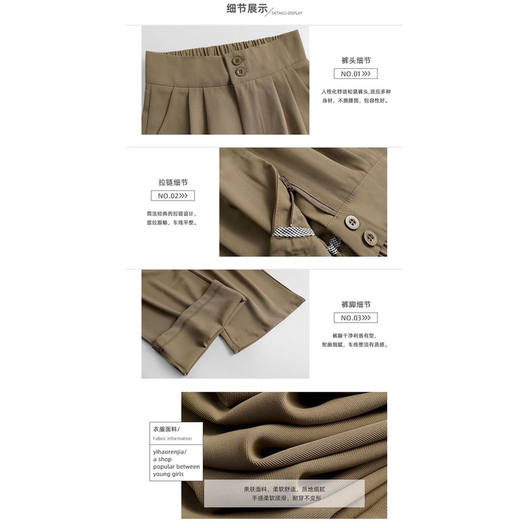 GROSIRTAS TG1691 Celana Kantor Straight Pants Wanita Import Kancing Dua High Waist Celana Kulot Bahan Katun