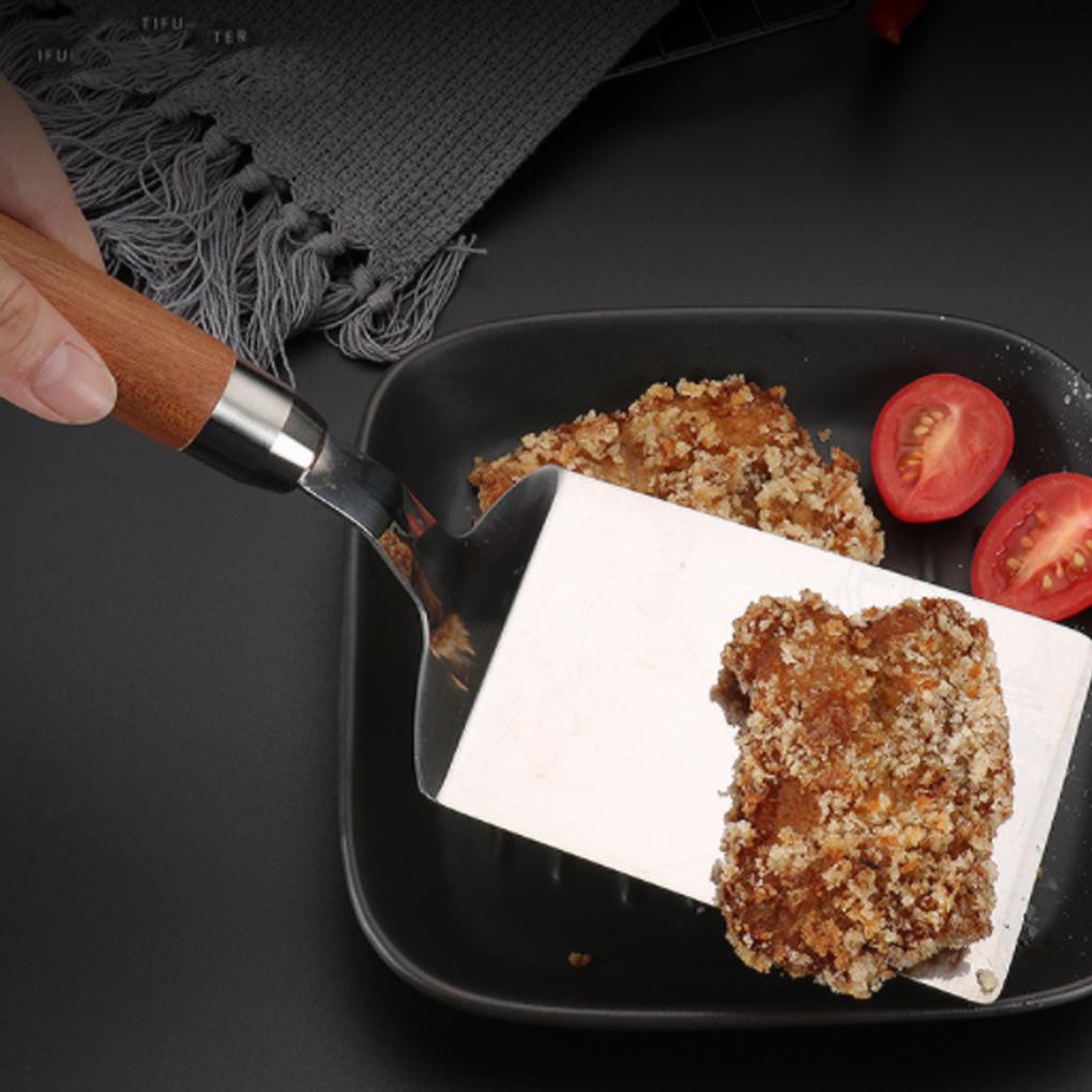 Spatula Masak Stainless Steel Gagang Anti Geser Pizza Penggorengan Telur Ikan Sekop Es Scoop Scraper BBQ Untuk Gadget