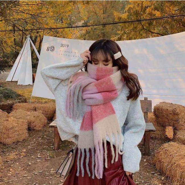 IMPORT BOM봄 WOMAN WINTER AUTUMN WOOL CASHMERE LONG SHAWL SCARF SYAL RUMBAI PANJANG SELENDANG WOL KASMIR WANITA ANAK MUSIM DINGIN KOREAN STYLE