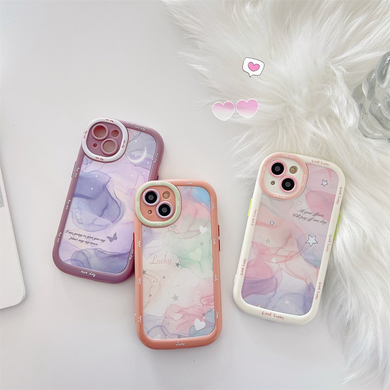 INS Tinged Purple Moon Soft Case HP iP iPhone 14 13 12 11 Pro Max FTD New Puff Casing Apple