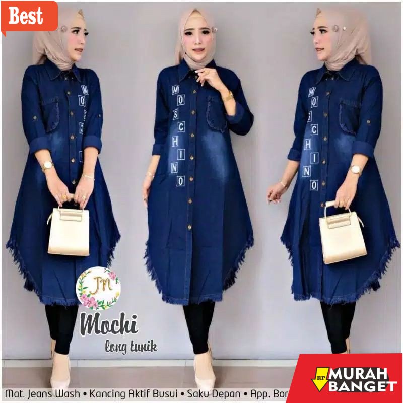 Tunik jumbo terbaru untuk wanita- Kemeja Long Tunik Wanita Lengan Panjang Jumbo Ld 120 Tunic Motif B