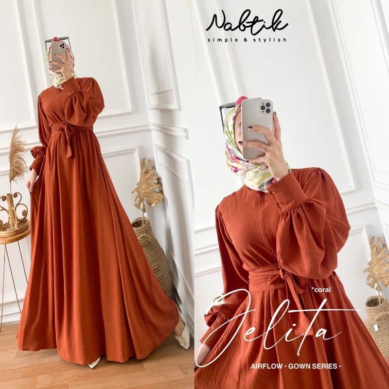 Ready Stock ✅ Maxi Dress Gamis Crincle Airflow Gamis Muslimah Jelita New Crincle Airflow Tali Lepas 