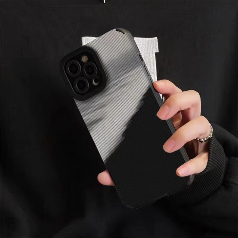 [Kulit Domba] Soft Case Kulit Untuk IPhone 6S 7plus 8plus X XS XR XS Max 11 13 12 14 PRO Max 14 Plus 12 13 Mini Ins Fashion Pemandangan Hitam Puncak