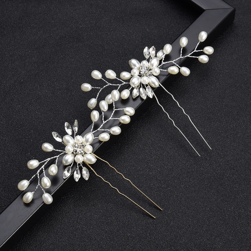 [Grosir] Ladies Elegant Gold Olive Leaf Hair Fork Universal Pesta Liburan Jepit Rambut Korea Fashion Bridal Wedding Mutiara Berlian Imitasi Jepit Rambut