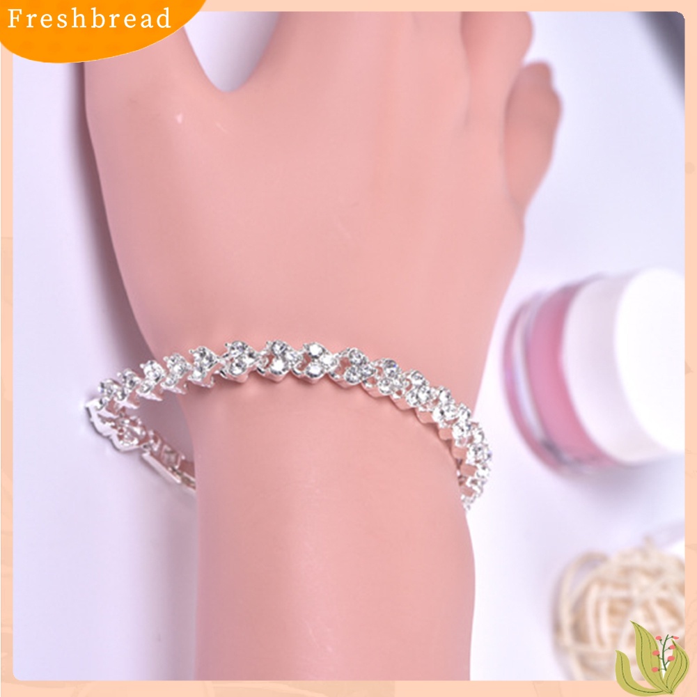 &lt; Freshbread &gt; Gelang Wanita Hias Berlian Imitasi Berkilau Bangle Adjustable Untuk Ulang Tahun Pesta