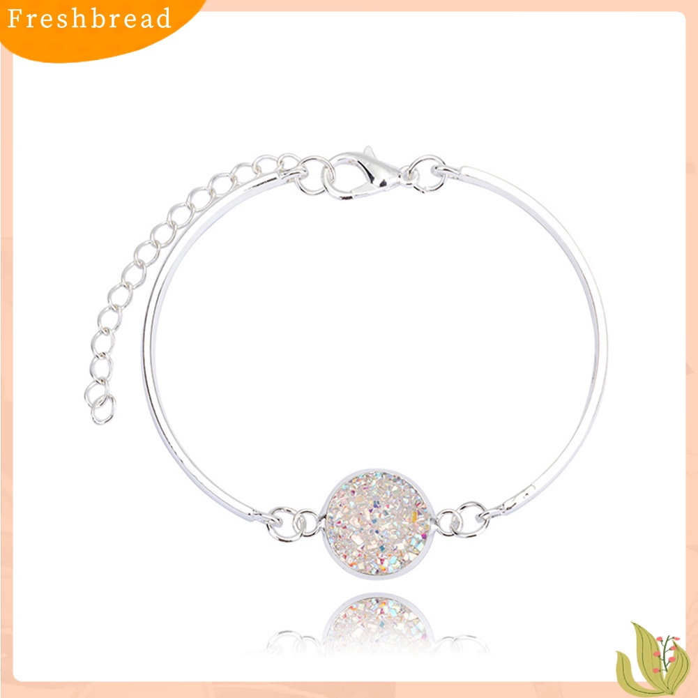 &lt; Freshbread &gt; Fashion Gelang Batu Geode Alami Perhiasan Berlian Imitasi Pave Wanita Gelang Hadiah