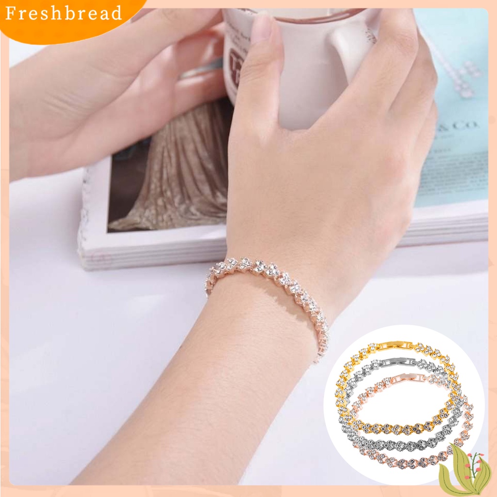 &lt; Freshbread &gt; Wanita Gelang Hati Kristal Imitasi Fashion Mengkilap Semua Pertandingan Bangle Gadis Hadiah