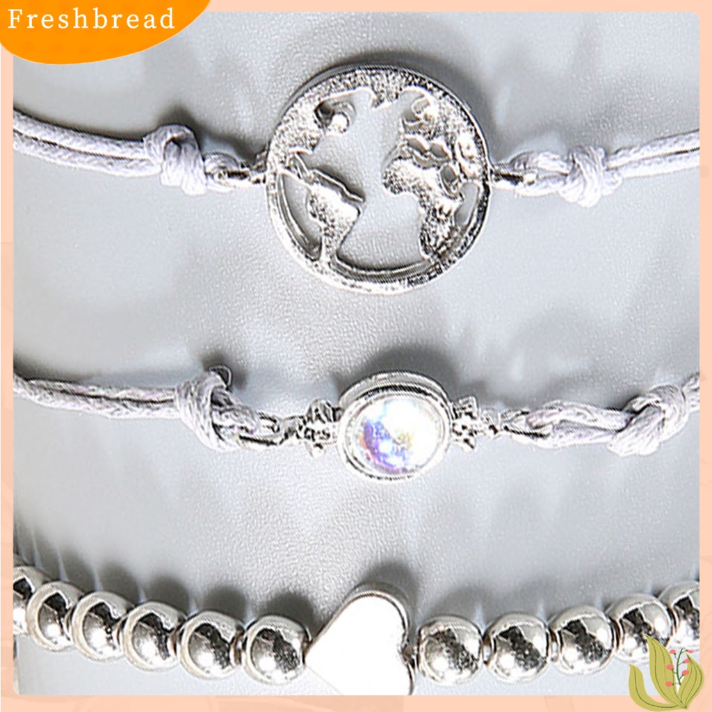 &lt; Freshbread &gt; 4Pcs/Set Gelang Fashion Berbentuk Hati Kelezatan Ramah Kulit Pesona Bangle Boho Perhiasan Untuk Pakaian Sehari-Hari