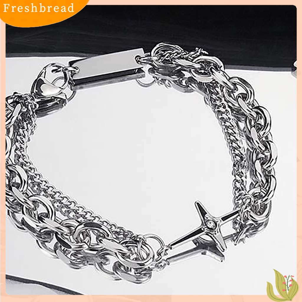 &lt; Freshbread &gt; Pria Gelang Hip Hop Gaya Goth Bland Warna Solid Pria Tangan Rantai Aksesoris Laki-Laki