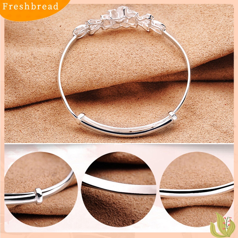 &lt; Freshbread &gt; Fashion Bunga Adjustable Cuff Bangle Woman Perak Disepuh Gelang Tangan Perhiasan