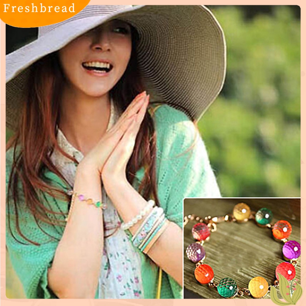 &lt; Freshbread &gt; Gelang Manik-Manik Bulat Warna Permen Wanita Manik-Manik Warna-Warni Cuff Bangle Bracelet Untuk Pesta