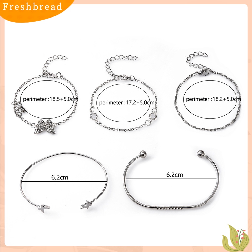 &lt; Freshbread &gt; 5/6Pcs Gelang Wanita Butterfly Stackable Jewelry Multilayer Dripping Oil Bangles Untuk Pantai