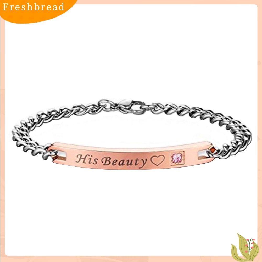 &lt; Freshbread &gt; Romantic Her Beast King His Beauty Queen Pasangan Lovers Titanium Steel Gelang