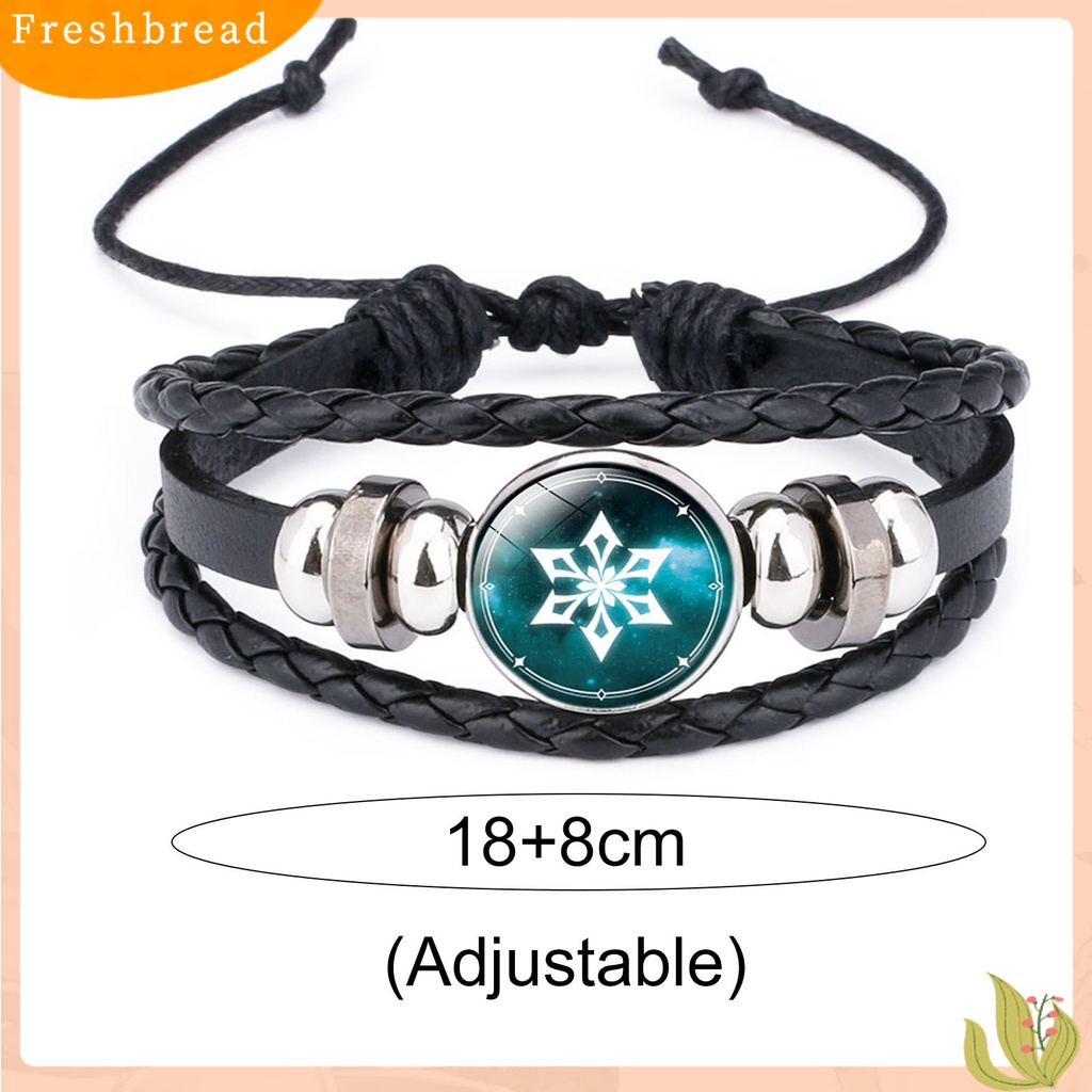 &lt; Freshbread &gt; Time Gem Braided Genshin Bracelet Multi Layers Faux Leather Genshin Bracelet Dekorasi Tangan