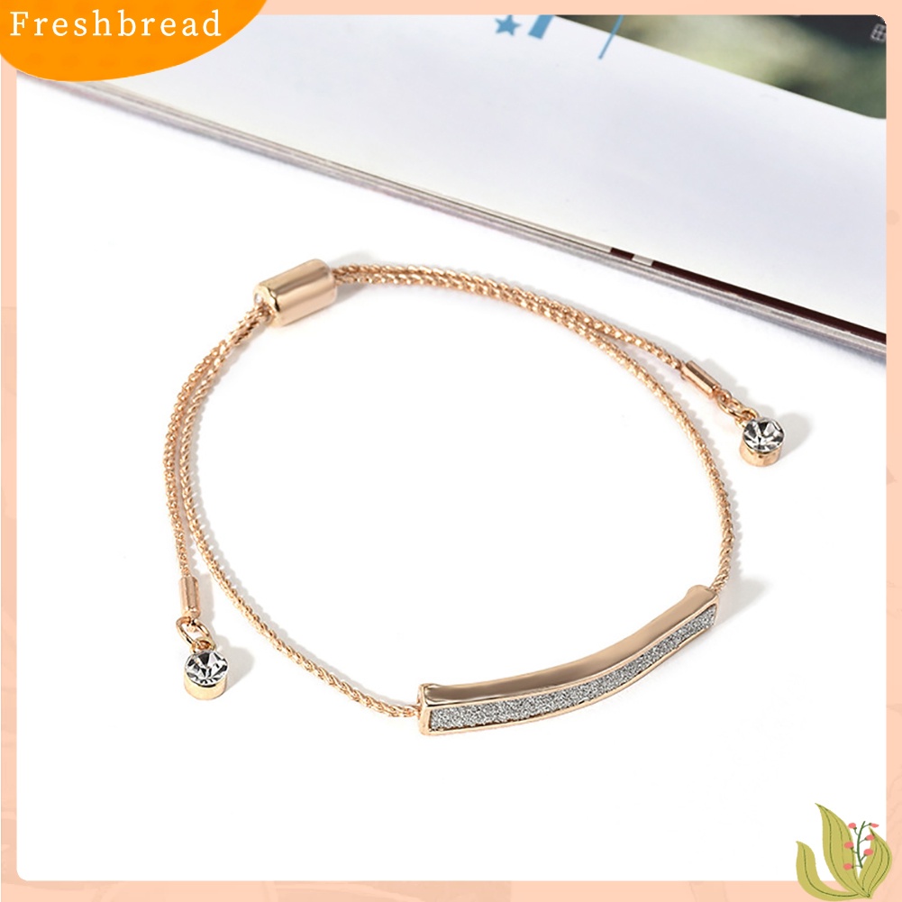 &lt; Freshbread &gt; Berlian Imitasi Minimalis Pave Bar Slider Gelang Cuff Bangle Wanita Perhiasan Pesta