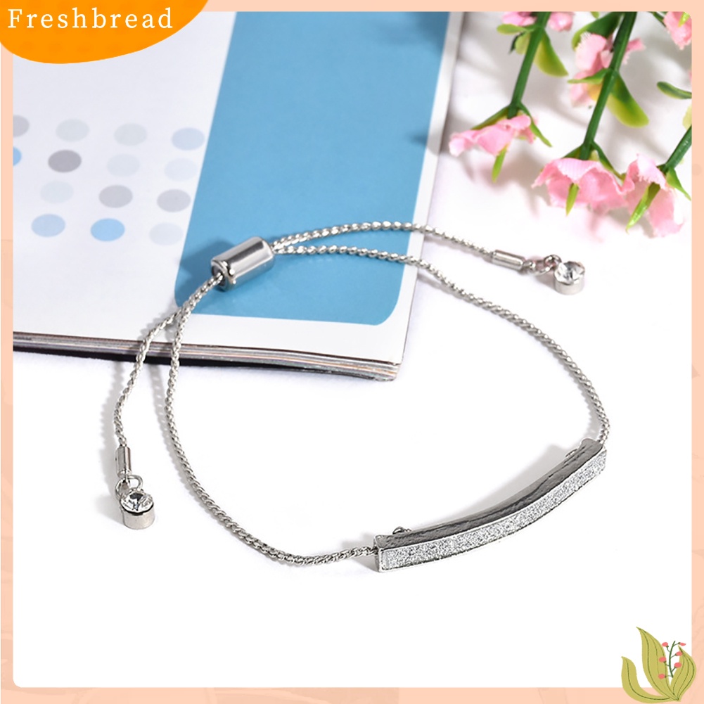 &lt; Freshbread &gt; Berlian Imitasi Minimalis Pave Bar Slider Gelang Cuff Bangle Wanita Perhiasan Pesta