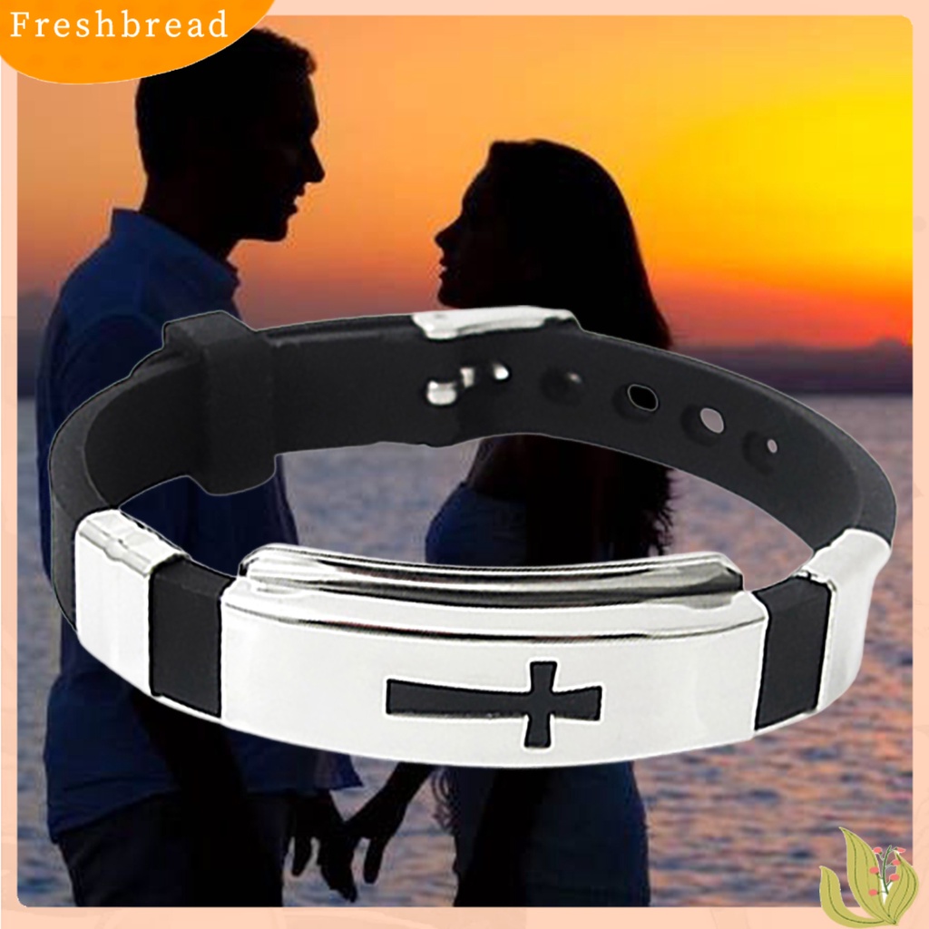 &lt; Freshbread &gt; Gelang Bangle All-match Bahan Stainless Steel Motif Salib Unisex Untuk Pesta