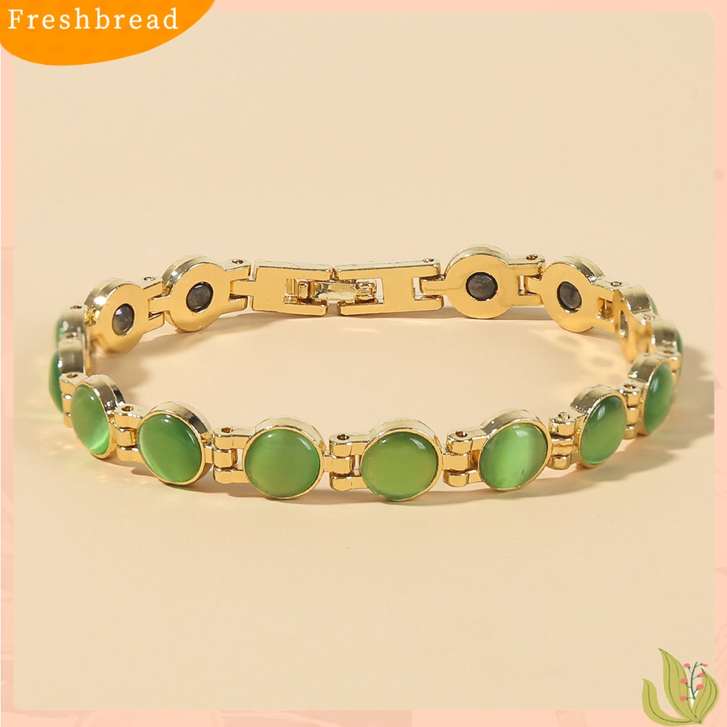 &lt; Freshbread &gt; ic Gelang Terapi Berlapis Emas Menghilangkan Kelelahan Perhiasan Fashion Batu Mata Kucing Mengkilap Bangle Kuat Untuk Kehidupan Sehari-Hari