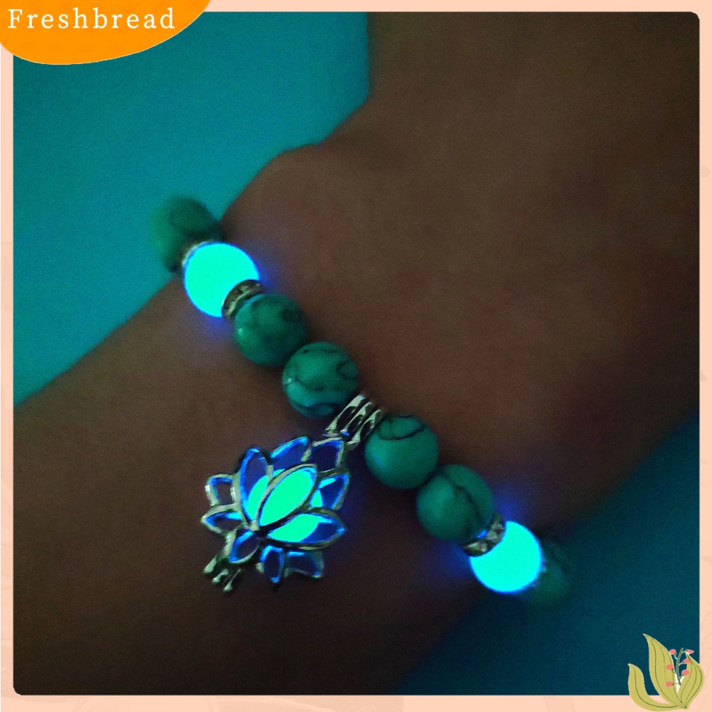 &lt; Freshbread &gt; Wanita Gelang Faux Turquoises Luminous Floral Jewelry Manik-Manik Elastis Bangle Jewellery Hadiah