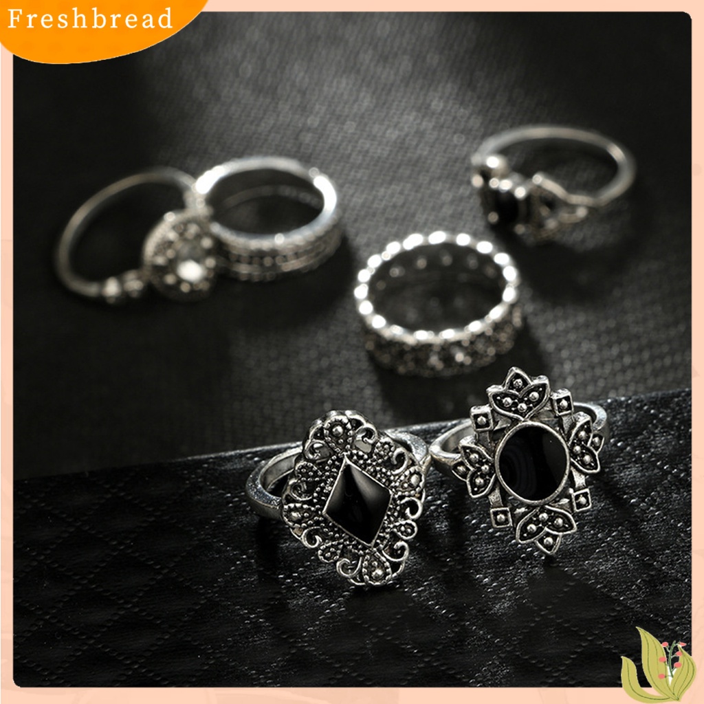 &lt; Freshbread &gt; 15Pcs Cincin Wanita Gaya Bohemian Berlian Imitasi Bertatahkan Perhiasan Tidak Luntur Pembukaan Cincin Untuk Kehidupan Sehari-Hari