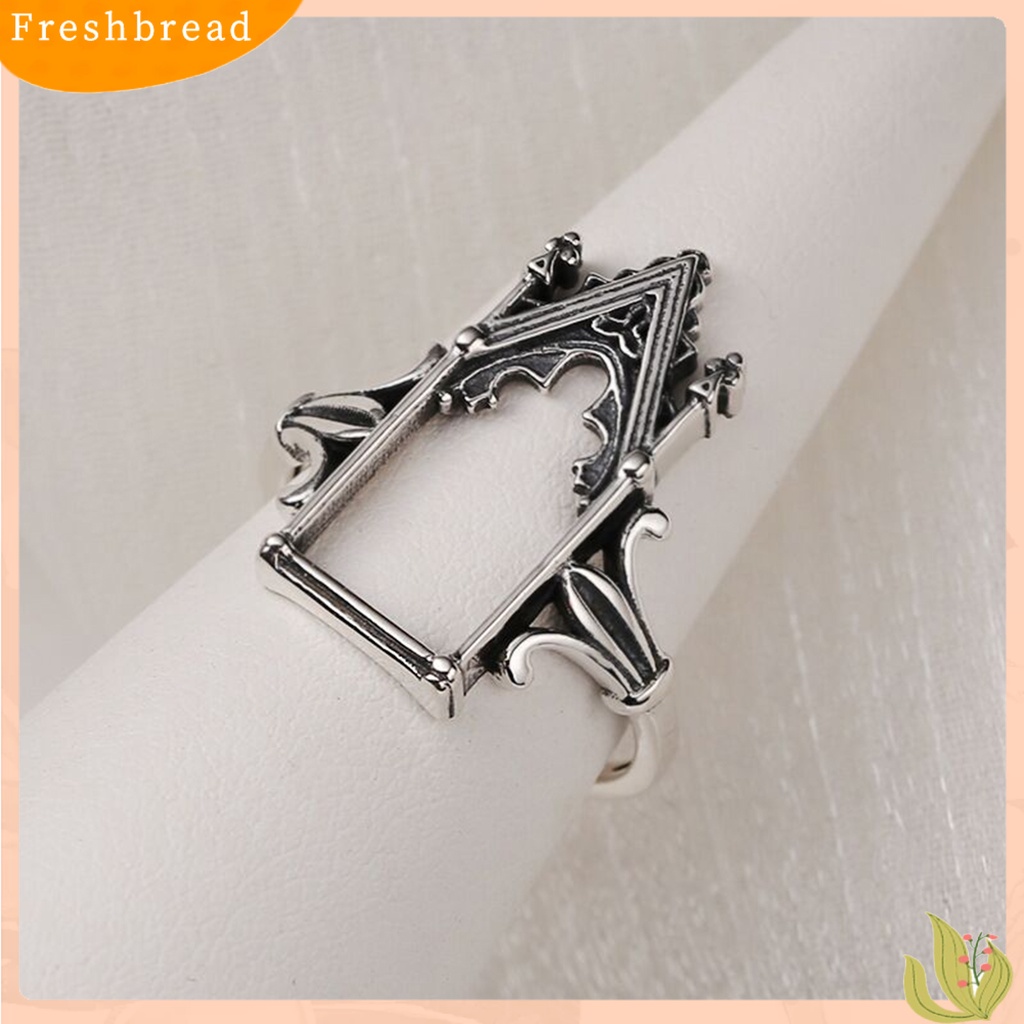 &lt; Freshbread &gt; Cincin Pesta Retro Desain Bukaan Dapat Disesuaikan Gaya Kastil Finishing Antik Electroplating Dress Up Perhiasan Vintage Castle Open Ring Untuk Pesta