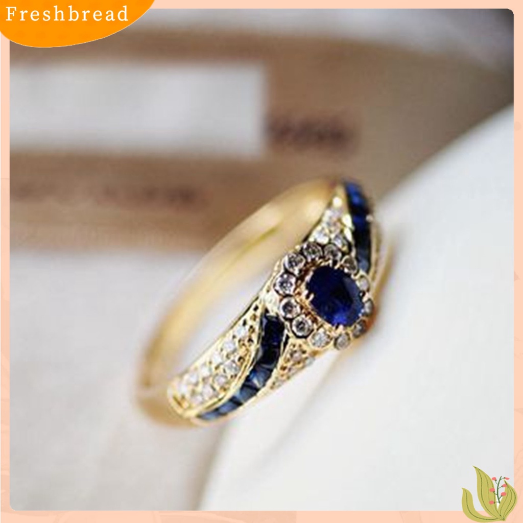 &lt; Freshbread &gt; Wanita Cincin Permukaan Halus High-end Berlian Imitasi Mengkilap Hias Pernikahan Circlet Perhiasan Perempuan