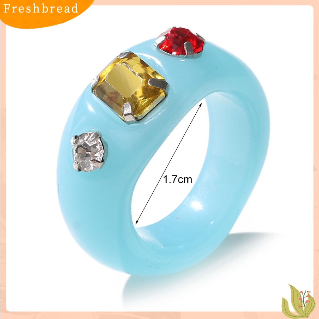 &lt; Freshbread &gt; Cincin Jari Berlian Imitasi Resin Warna Permen Simple All Match Ring Untuk Pacaran