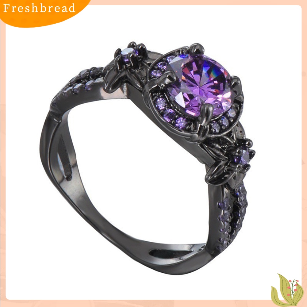 &lt; Freshbread &gt; Wanita Elegan Imitasi Amethyst Bertatahkan Jari Cincin Pernikahan Pertunangan Perhiasan Hadiah