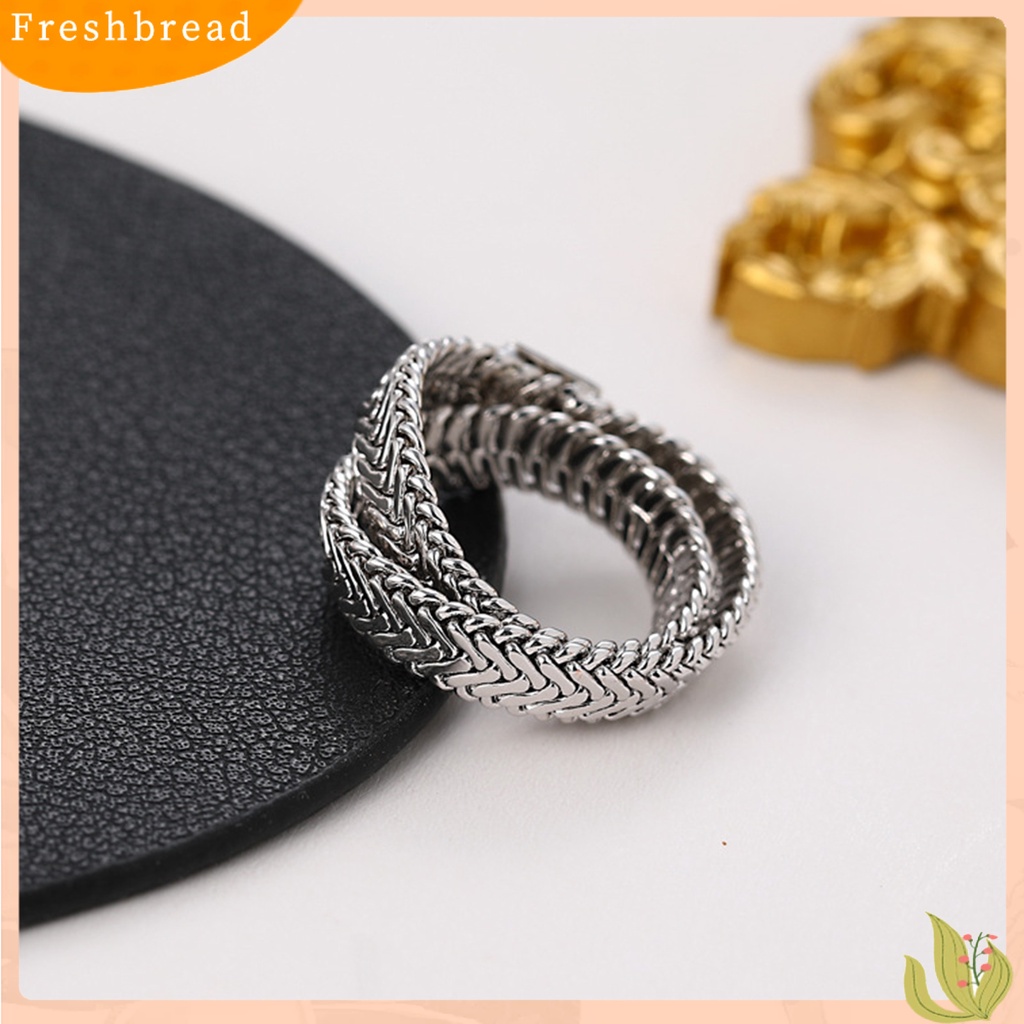 &lt; Freshbread &gt; Simple Snake Bone Chain Copper Double Layer Stack Cross Ring Cincin Jari Untuk Tanggal