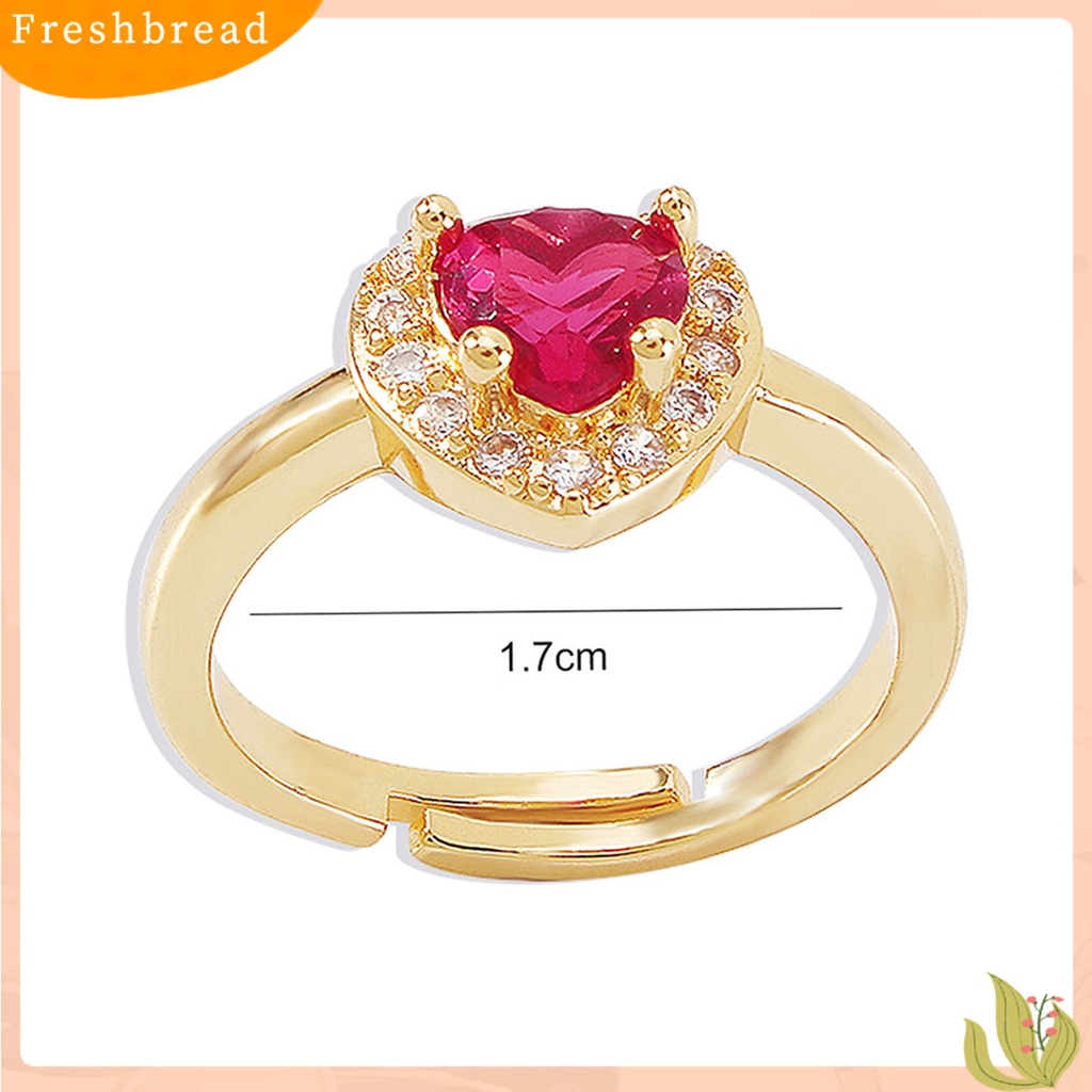 &lt; Freshbread &gt; Wanita Cincin Hati Cubic Zirconia Manis Gaya Perancis Berlian Imitasi Jari Cincin Perhiasan Fashion