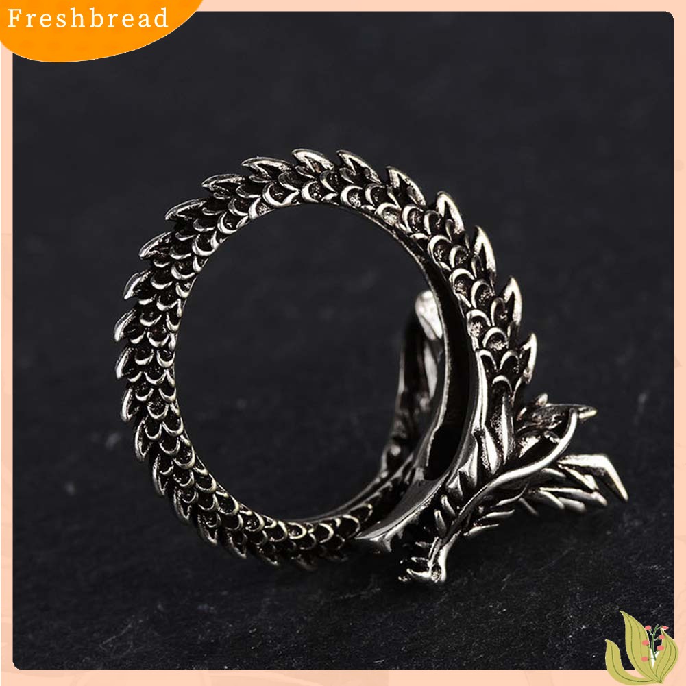 < Freshbread > Unisex Retro Naga Cina Diukir Pembukaan Yang Dapat Disesuaikan Cincin Jari Perhiasan Hadiah