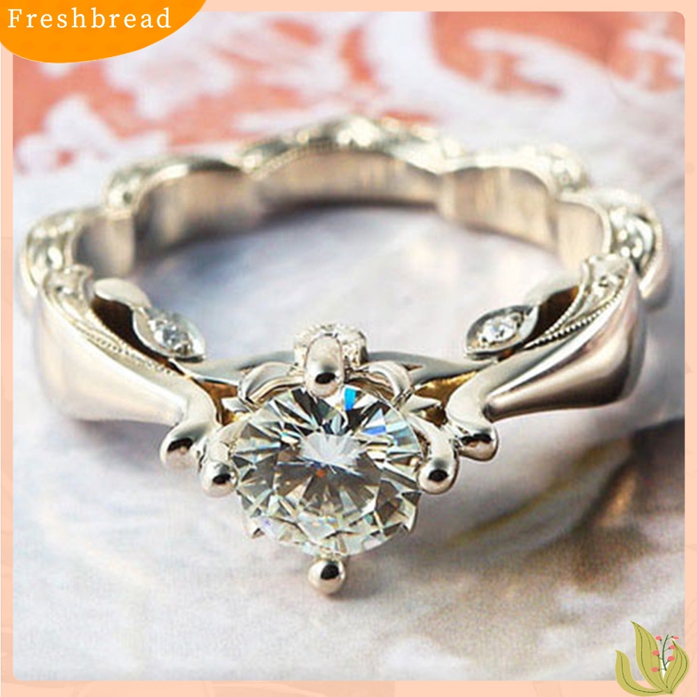 &lt; Freshbread &gt; Vintage Berlian Imitasi Bertatahkan Ukiran Jari Cincin Wanita Pesta Pernikahan Perhiasan Hadiah