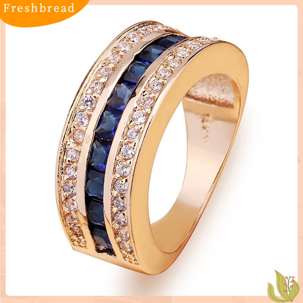 &lt; Freshbread &gt; Fashion Unisex Berlian Imitasi Mengkilap Bertatahkan Perhiasan Cincin Jari Pertunangan Pengantin