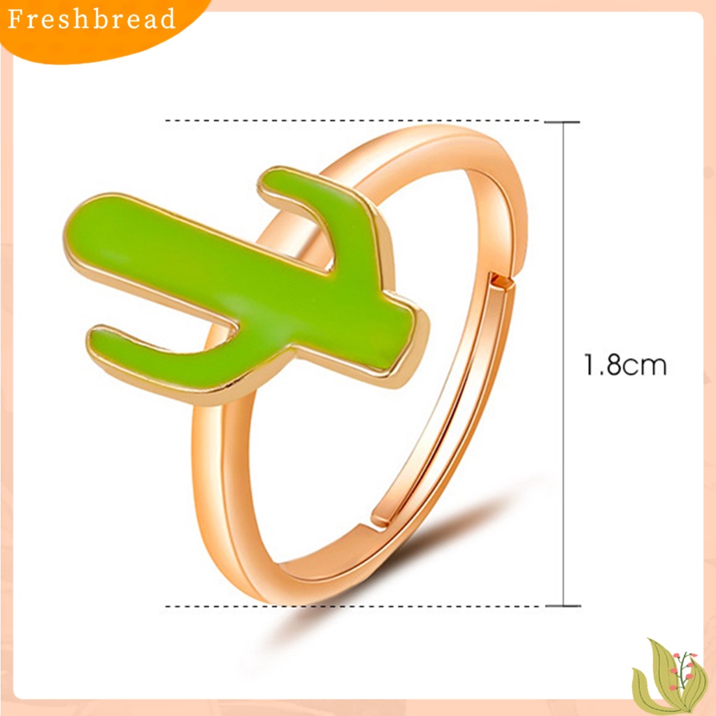 &lt; Freshbread &gt; Wanita Kaktus Cincin Kartun Bukaan Dapat Disesuaikan Permukaan Halus Disabit Jari Dekorasi Paduan Warna Yang Sesuai Dengan Buku Jari Cincin Wanita Perhiasan