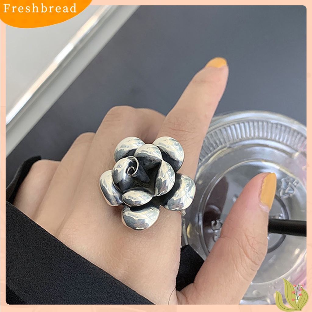 &lt; Freshbread &gt; Opening Decorative Stylish Engagement Ring Berlebihan Bunga Dekorasi Wanita Cocktail Ring Perhiasan Alat Mandi