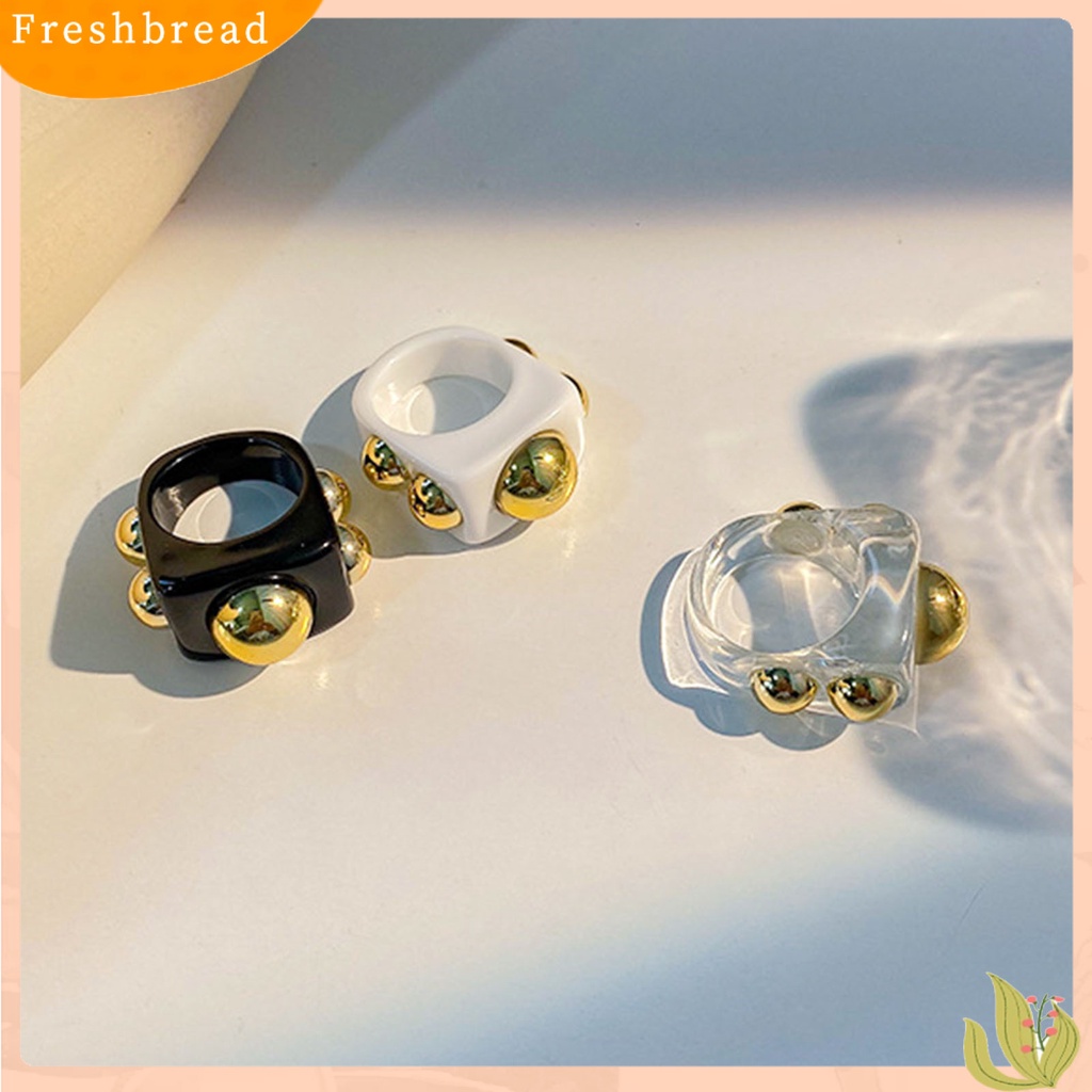 &lt; Freshbread &gt; Cincin Jari Geometris Trendy Wanita Semua Cocok Dengan Cincin Bola Logam Untuk Pesta