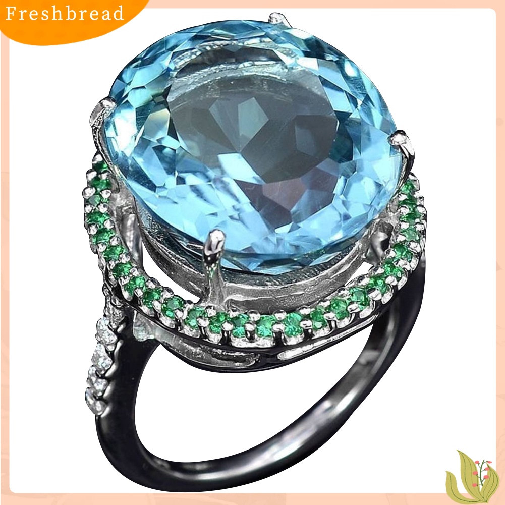&lt; Freshbread &gt; Vintage Wanita Bulat Buatan Topaz Jari Cincin Pertunangan Pernikahan Perhiasan