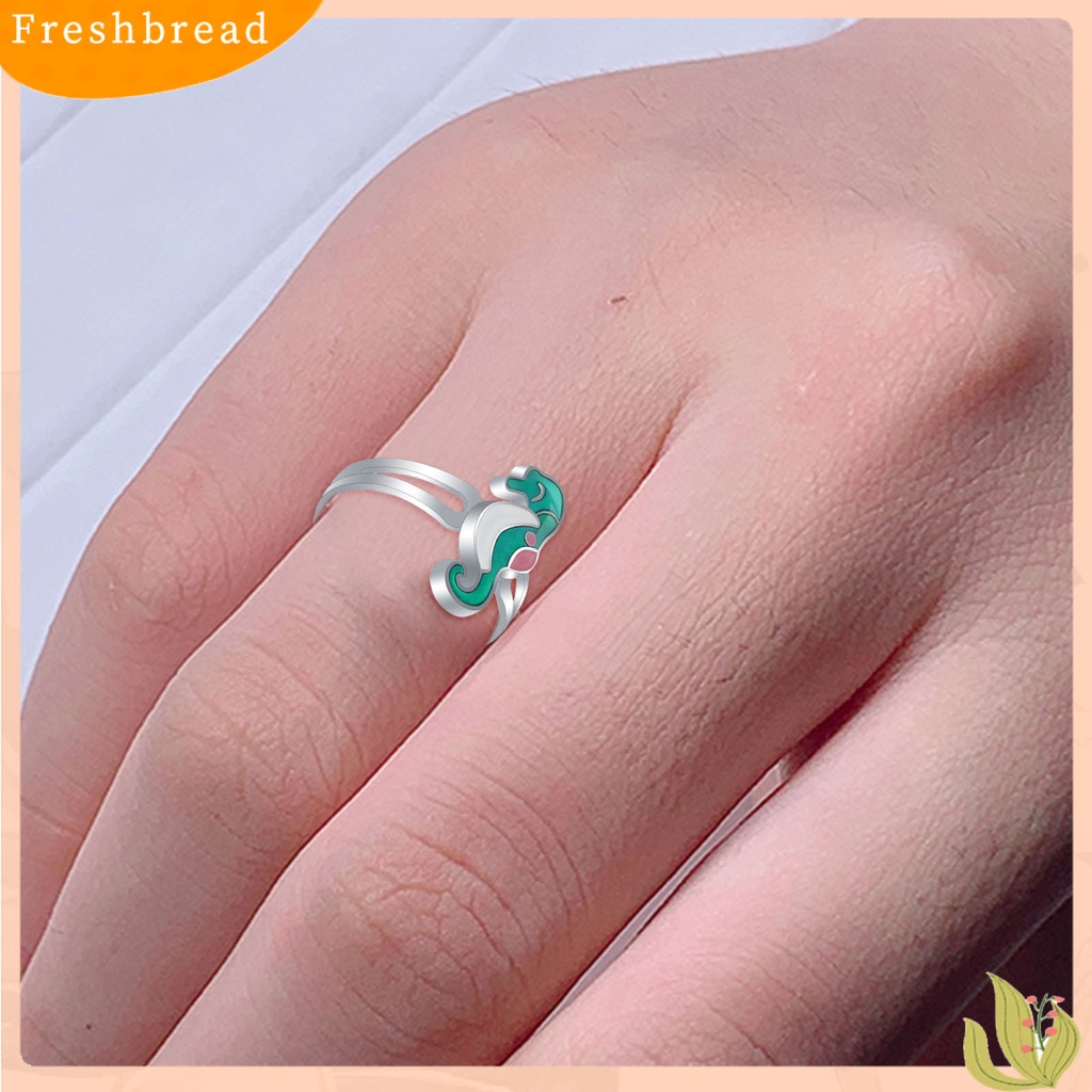 &lt; Freshbread &gt; Adjustable Indah Kilau Terang Wanita Cincin Kuda Laut Suhu Berubah Warna Mood Ring Perhiasan Aksesoris