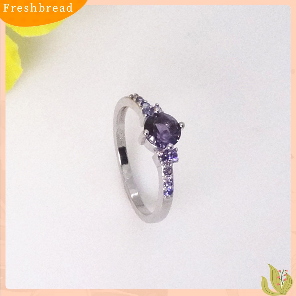 &lt; Freshbread &gt; Mewah Wanita Faux Amethyst Bertatahkan Jari Cincin Pernikahan Pertunangan Perhiasan Hadiah